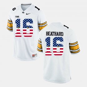#16 C.J Beathard US Flag Fashion Iowa Hawkeyes Men's White Jersey 651913-338