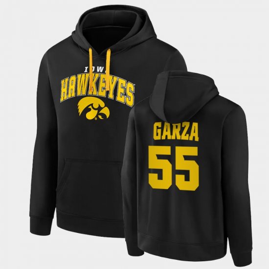 #55 Luka Garza Away University of Iowa Pullover Mens Black Hoodie 554846-696