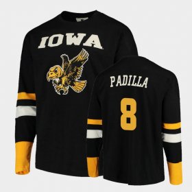 #8 Alex Padilla Old School Iowa Football Long Sleeve Men Black T-Shirt 743321-732