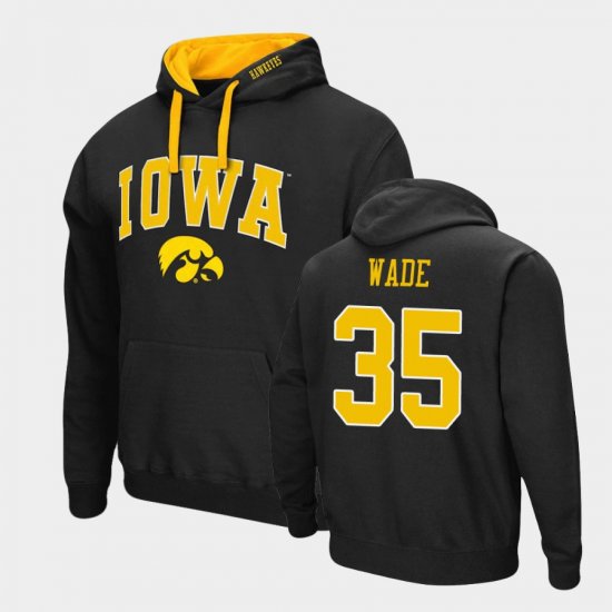 #35 Barrington Wade Arch & Logo 2.0 Hawkeyes Pullover Mens Black Hoodie 595049-821