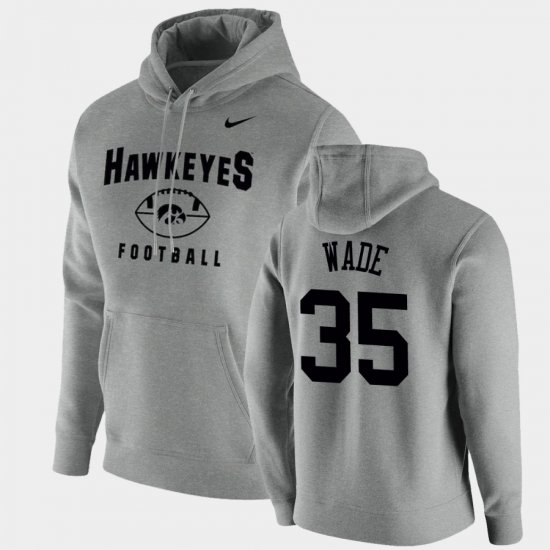 #35 Barrington Wade Oopty Oop Hawkeyes Football Pullover Men Gray Hoodie 729581-511