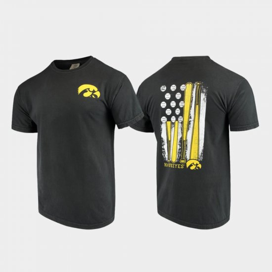 Baseball Flag Iowa Comfort Colors Men\'s Black T-Shirt 392177-491