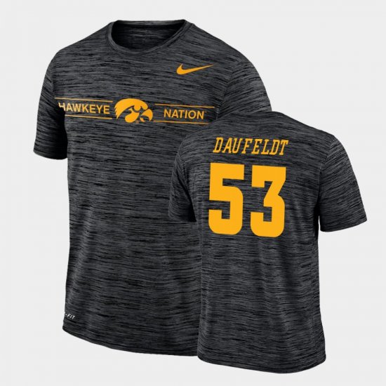 #53 Spencer Daufeldt GFX Velocity University of Iowa Sideline Legend Performance Mens Black T-Shirt 115892-576