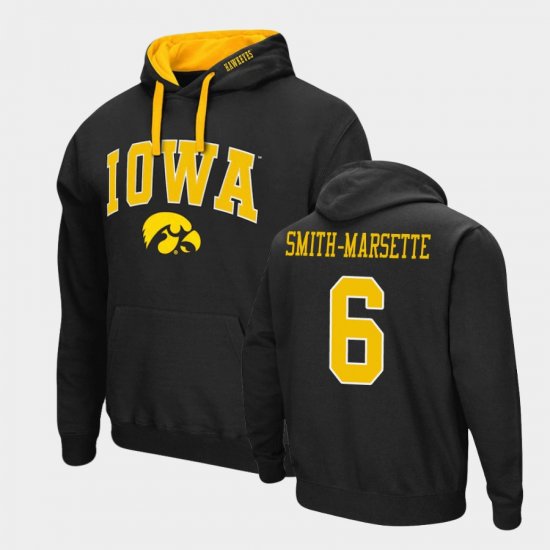 #6 Ihmir Smith-Marsette Arch & Logo 2.0 University of Iowa Pullover Mens Black Hoodie 271039-821