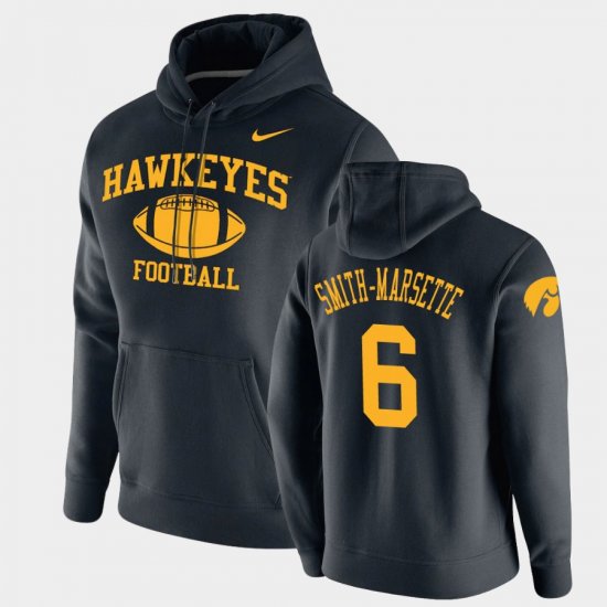 #6 Ihmir Smith-Marsette Retro Football Hawkeyes Pullover Men\'s Black Hoodie 342444-806