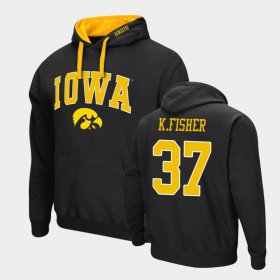 #37 Kyler Fisher Arch & Logo 2.0 University of Iowa Pullover Mens Black Hoodie 629516-456