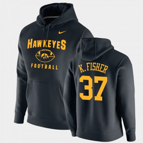#37 Kyler Fisher Oopty Oop Iowa Football Pullover Mens Black Hoodie 955822-957