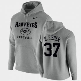 #37 Kyler Fisher Oopty Oop University of Iowa Football Pullover Men's Gray Hoodie 546759-968