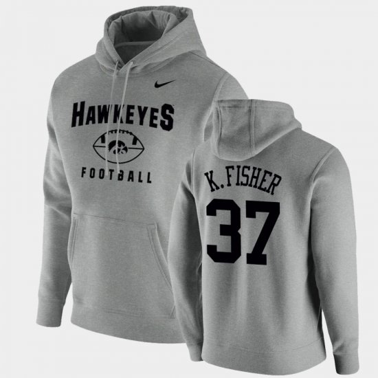 #37 Kyler Fisher Oopty Oop University of Iowa Football Pullover Men\'s Gray Hoodie 546759-968