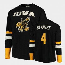 #4 Nate Stanley Old School Iowa Hawkeyes Football Long Sleeve Men's Black T-Shirt 941066-503