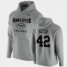 #42 Shaun Beyer Oopty Oop University of Iowa Football Pullover Men's Gray Hoodie 439973-329
