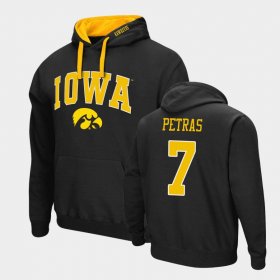 #7 Spencer Petras Arch & Logo 2.0 Iowa Pullover Mens Black Hoodie 414759-575
