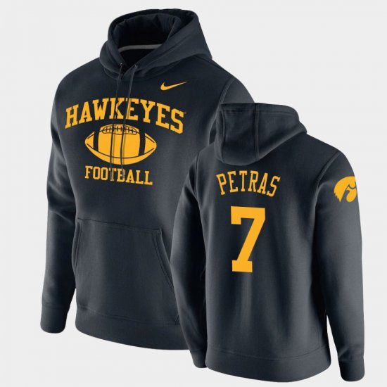#7 Spencer Petras Retro Football Hawkeyes Pullover Men Black Hoodie 129171-338