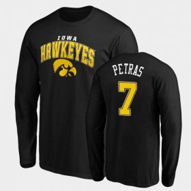 #7 Spencer Petras Steady Iowa Hawkeyes Long Sleeve Men's Black T-Shirt 911603-926