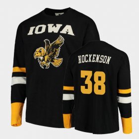 #38 T.J. Hockenson Old School Iowa Hawkeyes Football Long Sleeve Men's Black T-Shirt 972482-762